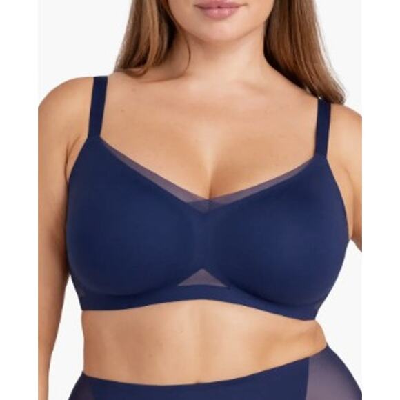 NWT HONEYLOVE Liftwear Crossover Mesh Panels Bra Navy Size S - Picture 1 of 8